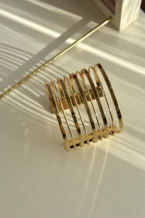 316L Çelik Kalın Kelepçe Bileklik Kadın Bilezik Ayarlanabilir Kelepçe BCYJ-251028