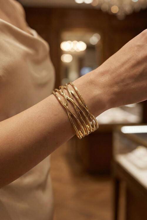 316L Çelik Kalın Kelepçe Bileklik Kadın Bilezik Ayarlanabilir Kelepçe BCYJ-251028