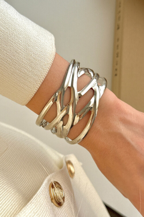 316L Çelik Kalın Kelepçe Bileklik Kadın Bilezik Ayarlanabilir Kelepçe BCYJ-251028