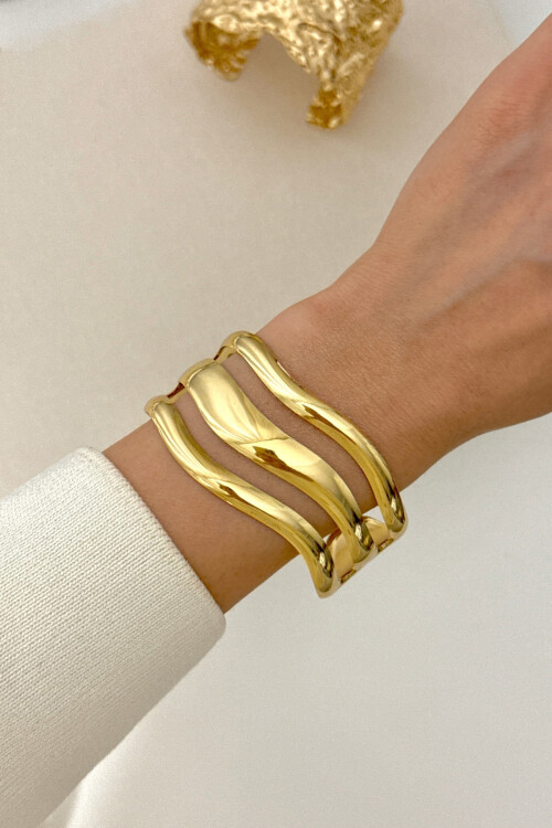 316L Çelik Kalın Kelepçe Bileklik Kadın Bilezik Ayarlanabilir Kelepçe BCYJ-251028