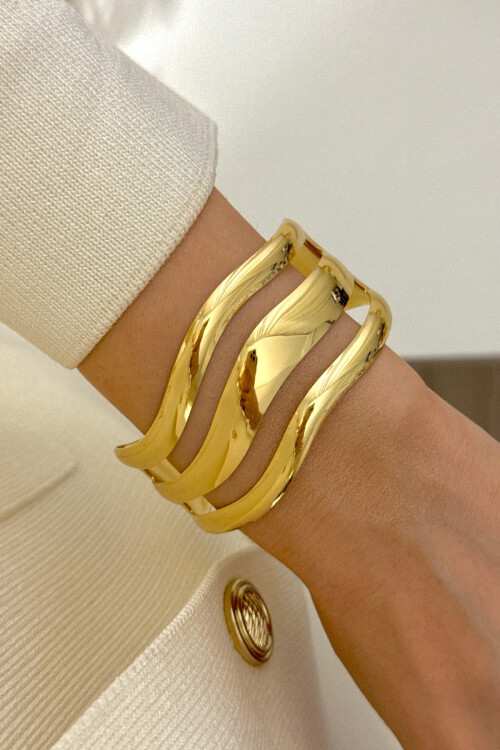 316L Çelik Kalın Kelepçe Bileklik Kadın Bilezik Ayarlanabilir Kelepçe BCYJ-251028