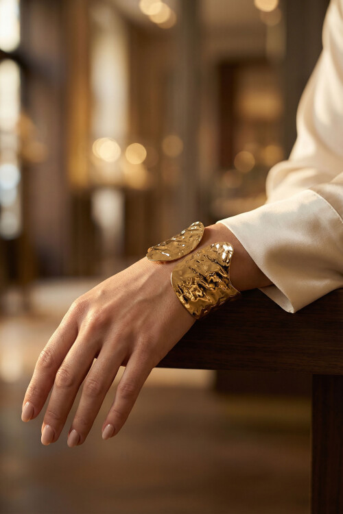 316L Çelik Kalın Kelepçe Bileklik Kadın Bilezik BCYJ-251031