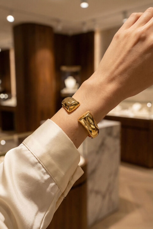 316L Çelik Kalın Kelepçe Bileklik Kadın Bilezik BCYJ-251037