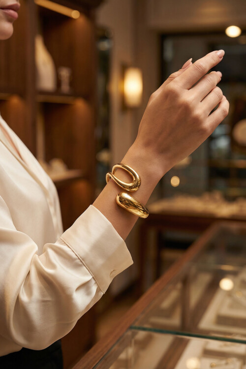 316L Çelik Kalın Kelepçe Bileklik Kadın Bilezik BCYJ-251037