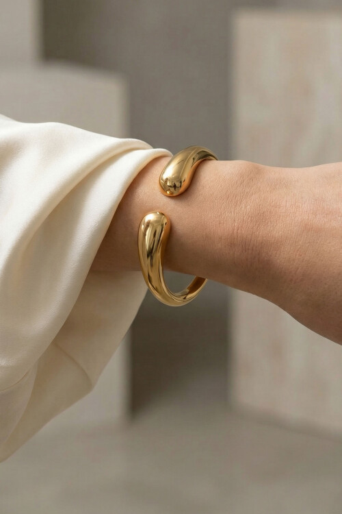 316L Çelik Kalın Kelepçe Bileklik Kadın Bilezik BCYJ-251037