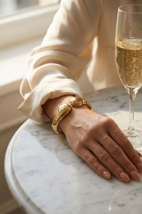 316L Çelik Kalın Kelepçe Bilezik Kadın Bileklik BCYJ-251046