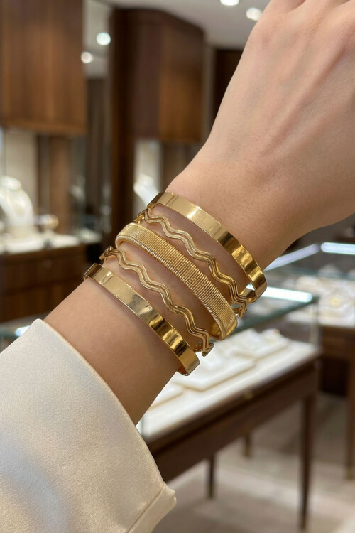 316L Çelik Kalın Kelepçe Bilezik Kadın Bileklik BCYJ-251046