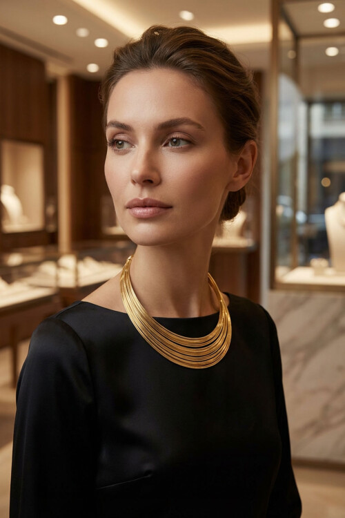 316L Çelik Kalın Tel Kolye Kadın Kolye BCYJ-251042