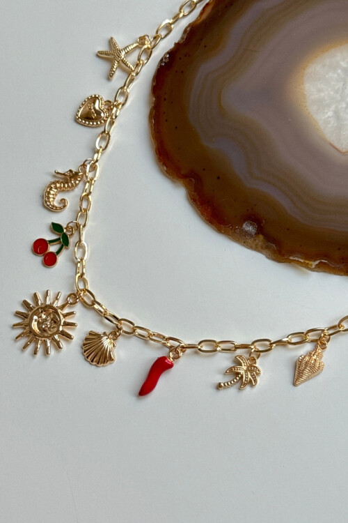 316L Çelik Sallantılı Charmlı Kolye BCYJ-251048