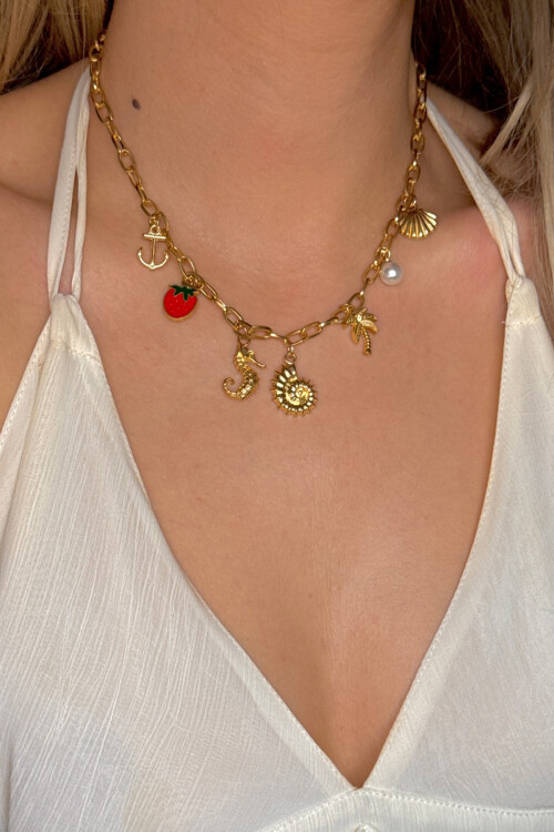 316L Çelik Sallantılı Charmlı Kolye BCYJ-251048