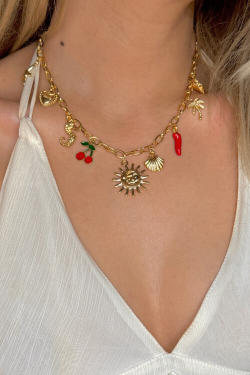 316L Çelik Sallantılı Charmlı Kolye BCYJ-251048