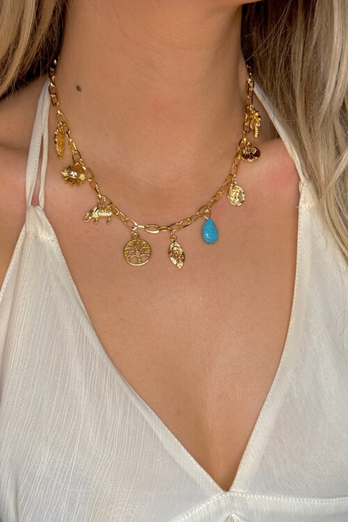 316L Çelik Sallantılı Charmlı Kolye BCYJ-251048