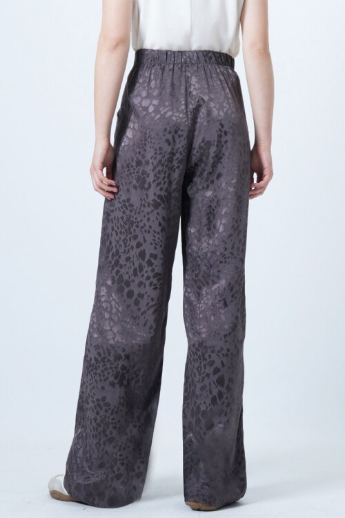 Antrasit Desenli Fermuar Kapamalı Çift Cepli Palazzo Pantolon BCHCA-251233