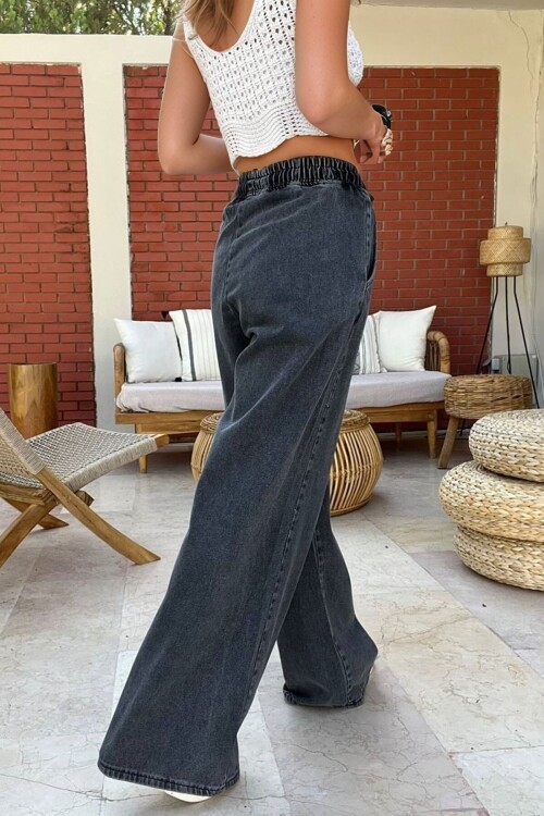 Antrasit Yüksek Bel 5 Cepli Baggy Jean KT-0088