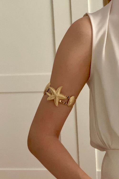 Arm Cuff Çelik Deniz Yıldızı Helenistik Pazu Kol Kelepçesi Gold Ayarlanabilir Kelepçe BCYJ-251047