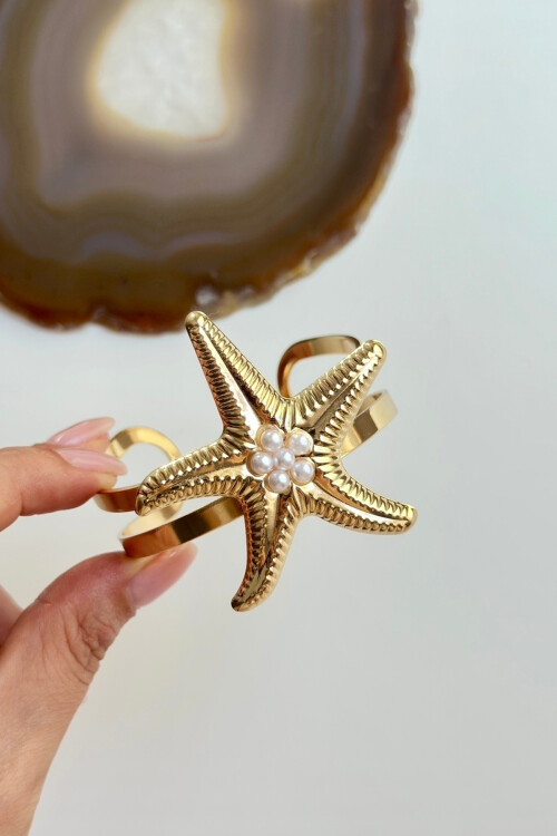 Arm Cuff Çelik Deniz Yıldızı Helenistik Pazu Kol Kelepçesi Gold Ayarlanabilir Kelepçe BCYJ-251047