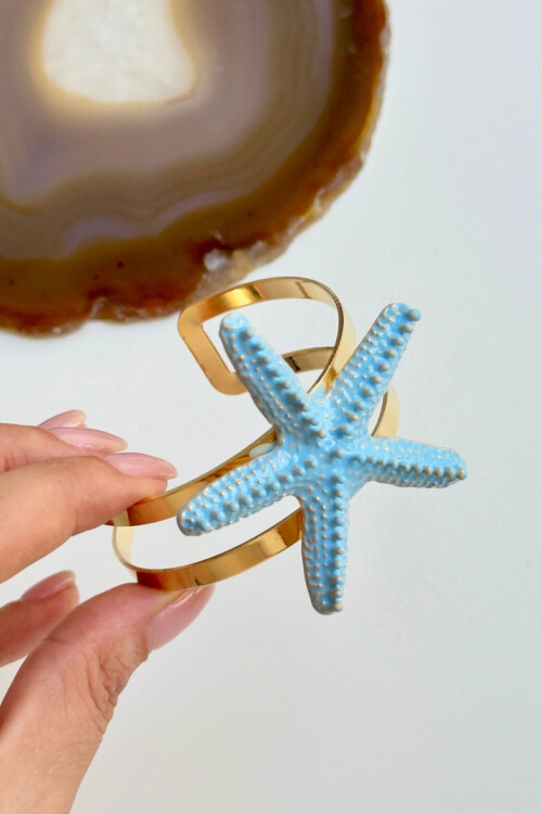 Arm Cuff Çelik Deniz Yıldızı Helenistik Pazu Kol Kelepçesi Gold Ayarlanabilir Kelepçe BCYJ-251047