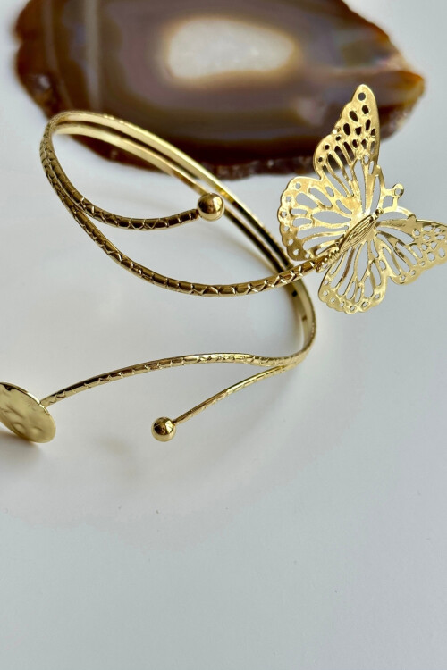 Arm Cuff Çelik Kelebek Helen Helenistik Pazu Kol Kelepçesi Gold Ayarlanabilir Kelepçe BCYJ-251047