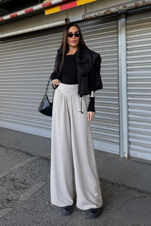 Bej İspanyol Paça Ultra Soft Kumaş Pantolon BCDF-25P0003