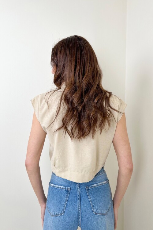 Bej Kolsuz Yazlık Poplin Dokuma Gömlek