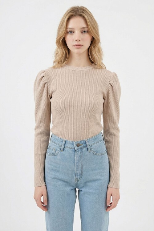 Bej Prenses Kol Kaşkorse Bluz