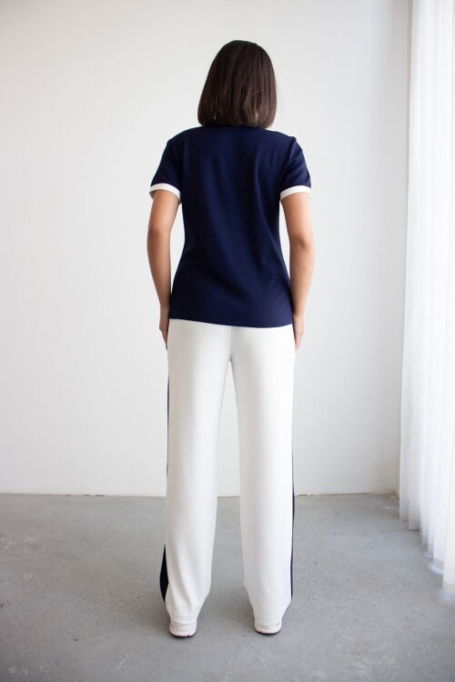 Beyaz Blok Detaylı Yumuşak Dokulu Modal Kumaş Alt Üst Takım BCHN-2626126