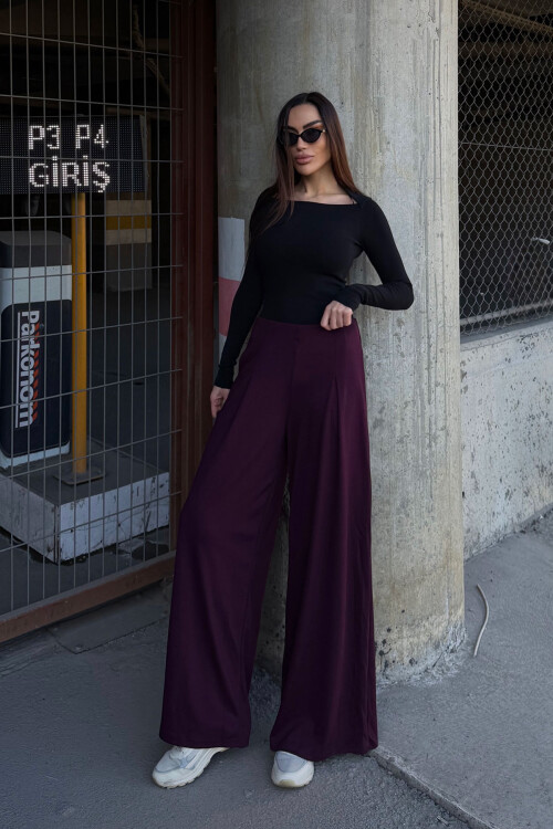 Bordo Cepli İspanyol Paça Ultra Soft Kumaş Pantolon  BCDF-25P0001