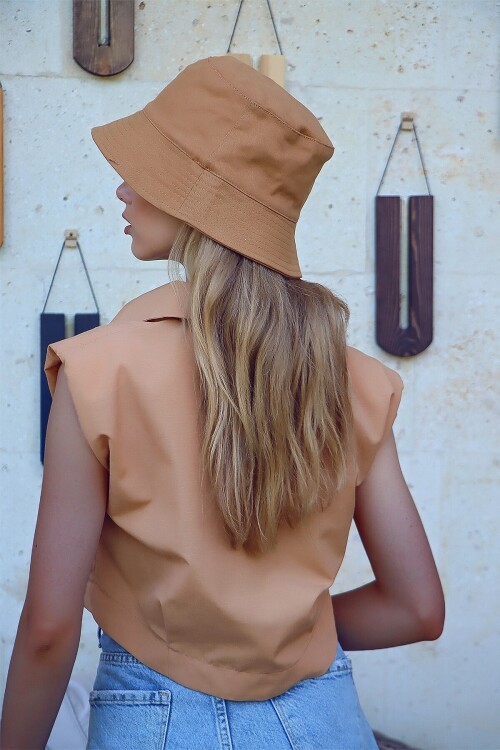 Camel Dokuma Vatkalı Gizli Patlı Premium Gömlek