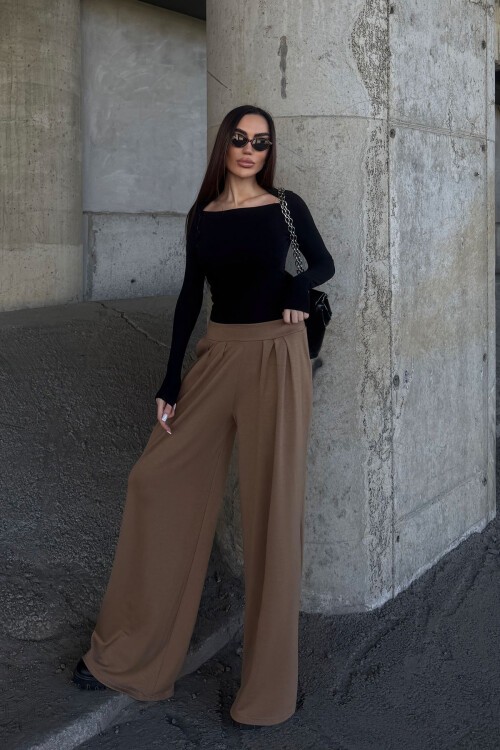 Camel Pile Detaylı İspanyol Ultra Soft Kumaş Pantolon BCDF-25P0002