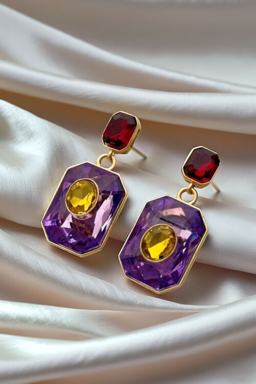 Çelik Büyük Baget Taşlı Sallantılı Küpe BCYJ-251016