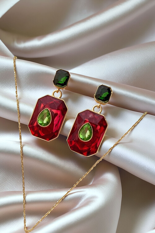 Çelik Büyük Baget Taşlı Sallantılı Küpe BCYJ-251016