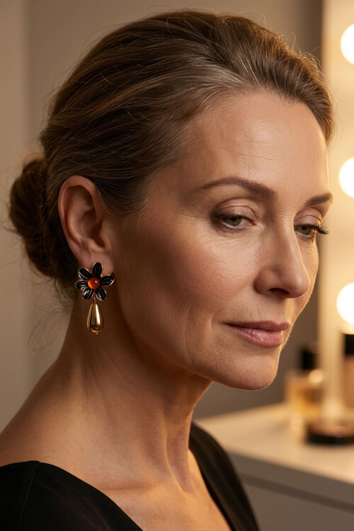 Çelik Çiçek Kadın Sallantılı Küpe BCYJ-251054