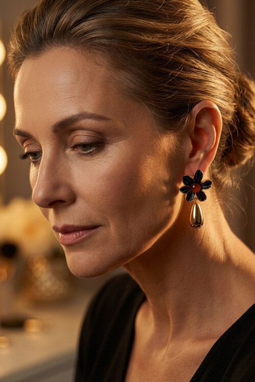 Çelik Çiçek Kadın Sallantılı Küpe BCYJ-251054