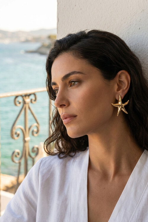 Çelik Deniz Yıldızı Kadın Küpe BCYJ-251032