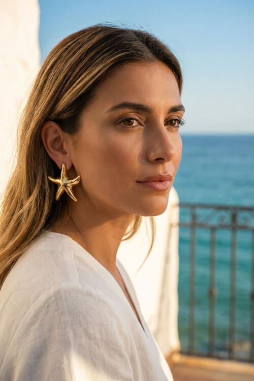 Çelik Deniz Yıldızı Kadın Küpe BCYJ-251032