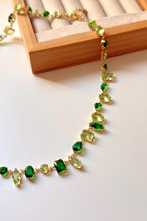 Çelik Dönmeyen Gema Kolye Zirkon Taşlı Kadın Kolye BCYJ-251045