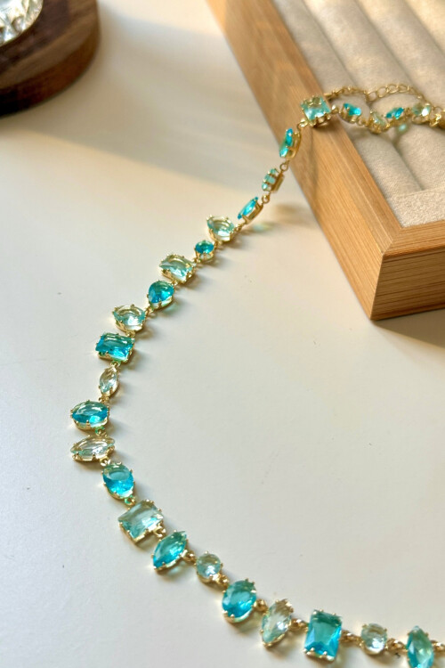 Çelik Dönmeyen Gema Kolye Zirkon Taşlı Kadın Kolye BCYJ-251045