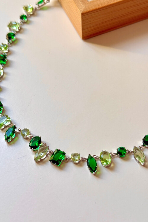 Çelik Dönmeyen Gema Kolye Zirkon Taşlı Kadın Kolye BCYJ-251045