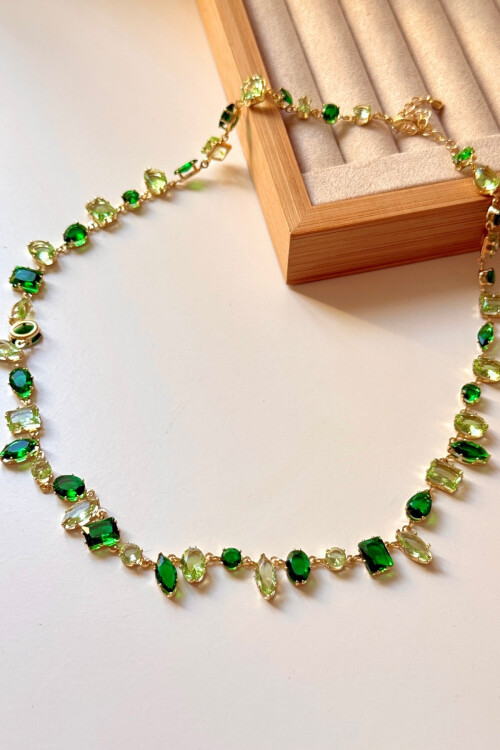 Çelik Dönmeyen Gema Kolye Zirkon Taşlı Kadın Kolye BCYJ-251045