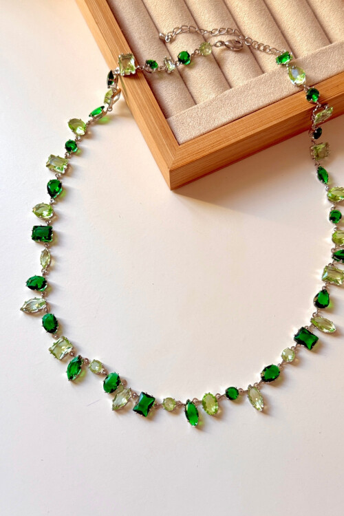 Çelik Dönmeyen Gema Kolye Zirkon Taşlı Kadın Kolye BCYJ-251045