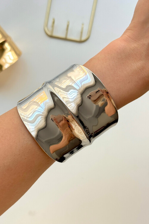 Çelik Kalın Kelepçe Bilezik Ayarlanabilir Kadın Erkek Unisex BCYJ-251024