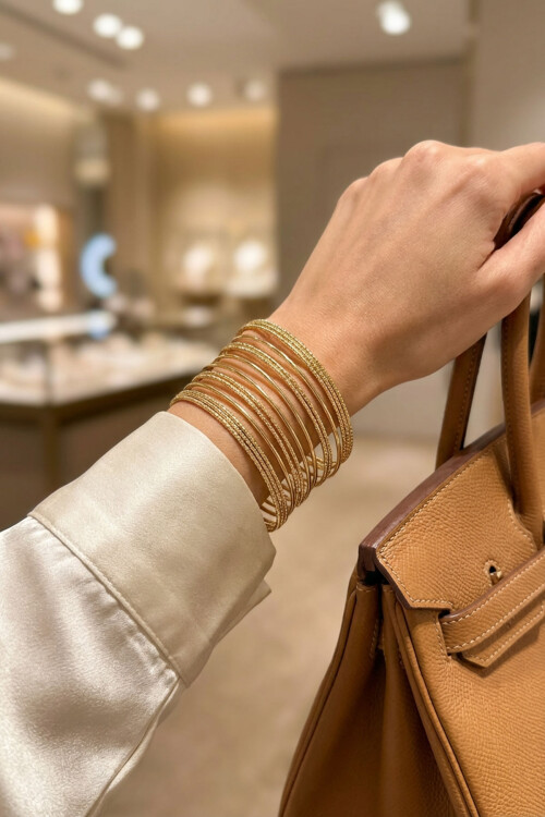 Çelik Kalın Kelepçe Bilezik Kadın Bileklik Unisex Gold Kadın Kelepçe BCYJ-251041