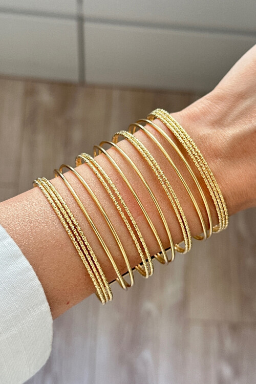 Çelik Kalın Kelepçe Bilezik Kadın Bileklik Unisex Gold Kadın Kelepçe BCYJ-251041