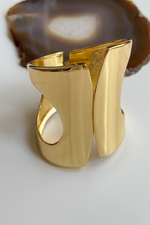 Çelik Kalın Kelepçe Bilezik Kadın Bileklik Unisex Gold Kadın Kelepçe BCYJ-251041