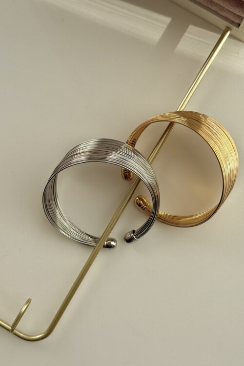 Çelik Kalın Kelepçe Bilezik Kadın Bileklik Unisex Gold Kadın Kelepçe BCYJ-251041