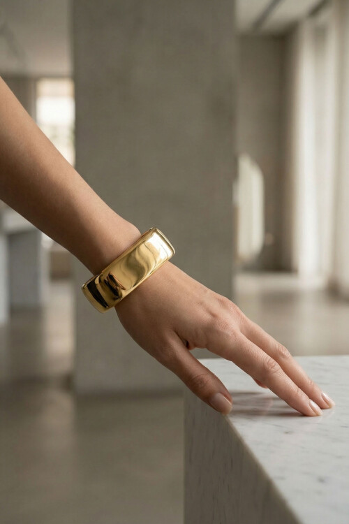 Çelik Kalın Kelepçe Bilezik Kadın Erkek Unisex Bileklik BCYJ-251039