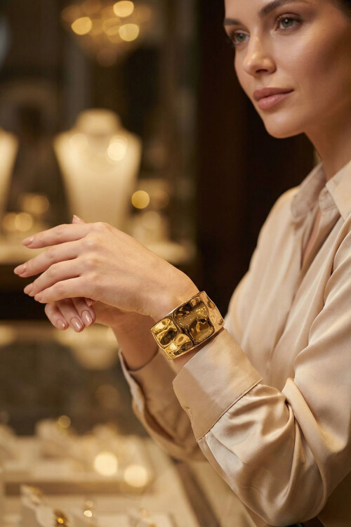 Çelik Kalın Kelepçe Bilezik Kadın Erkek Unisex Bileklik BCYJ-251039