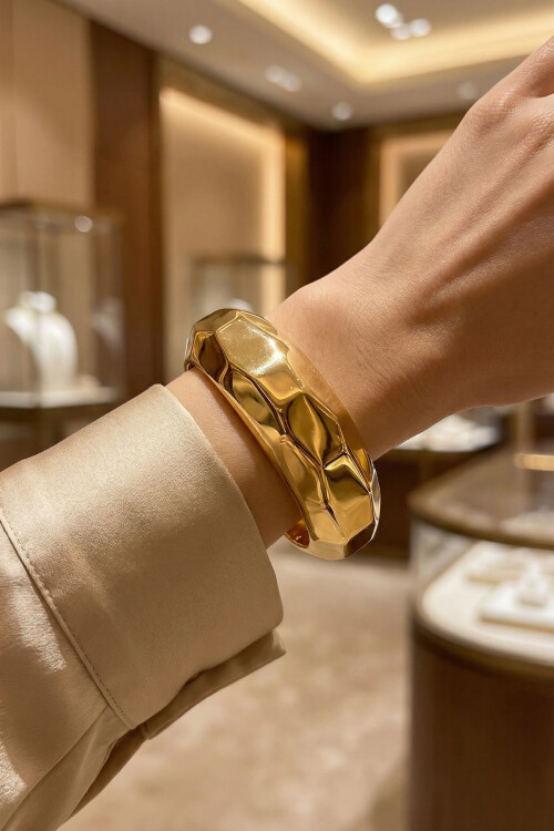 Çelik Kalın Kelepçe Bilezik Kadın Erkek Unisex Bileklik BCYJ-251039