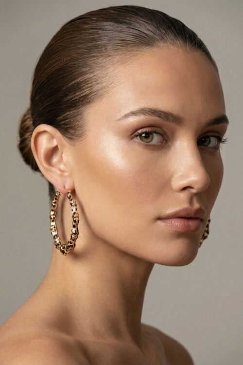 Çelik Leopar Desenli Halka Kadın Küpe BCYJ-251036