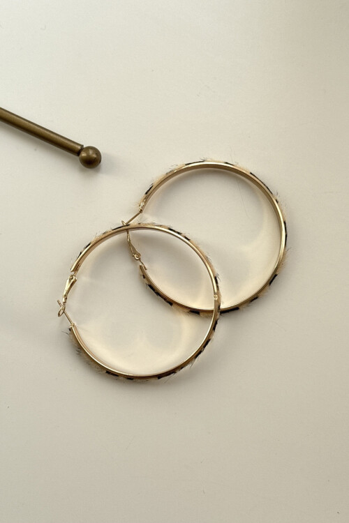 Çelik Leopar Desenli Halka Kadın Küpe BCYJ-251036